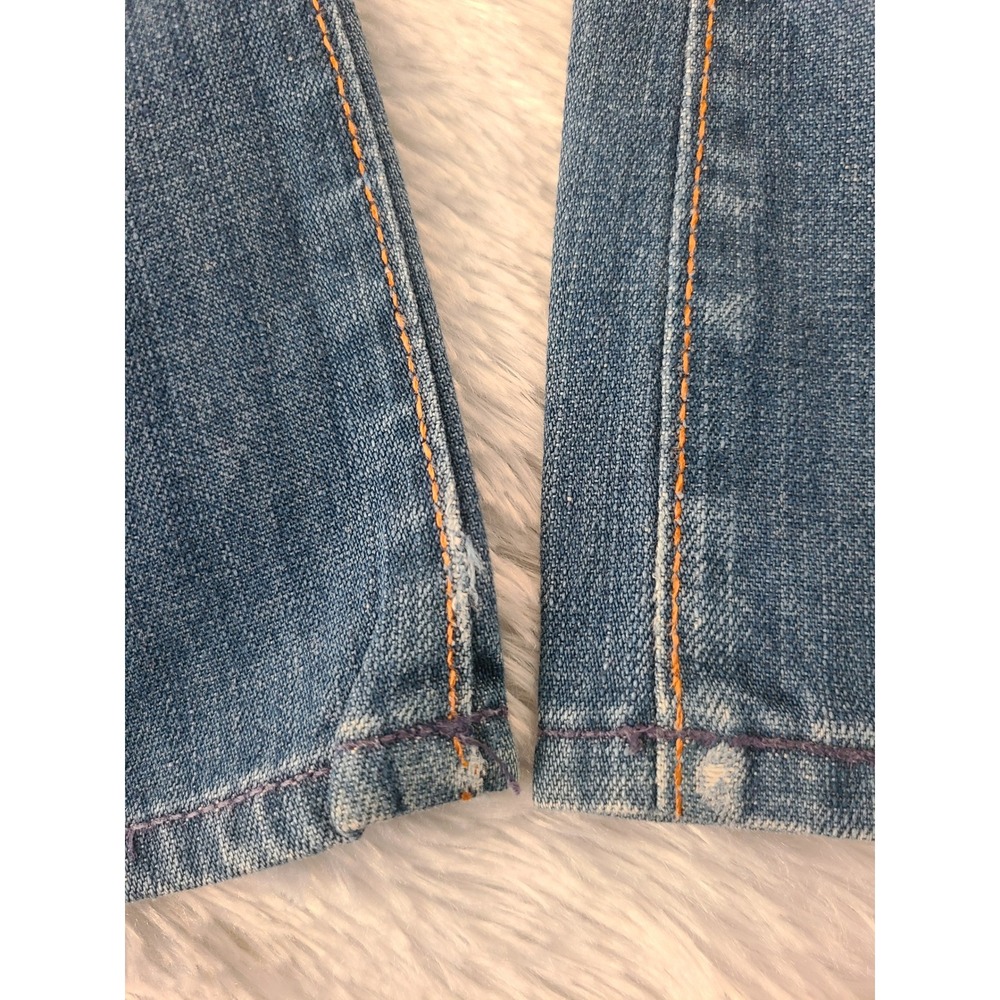 Y2K 7 For All Mankind Crinkle Pocket Bootcut Flare Jeans Light Wash Blue 29 - Picture 10 of 11